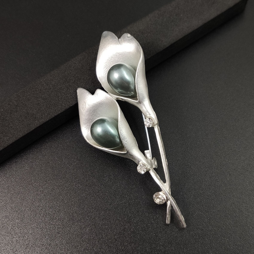 Ghim cài áo hình hoa tulip đính ngọc trai giả thời trang cho nữ