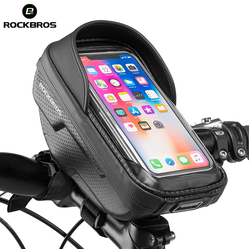 Túi Đựng Điện Thoại ROCKBROS Vỏ Cứng Cỡ Lớn 6.8 Màn Hình Cảm Ứng Chống Sốc Chống Nước Mưa Gắn Khung Trước Xe Đạp