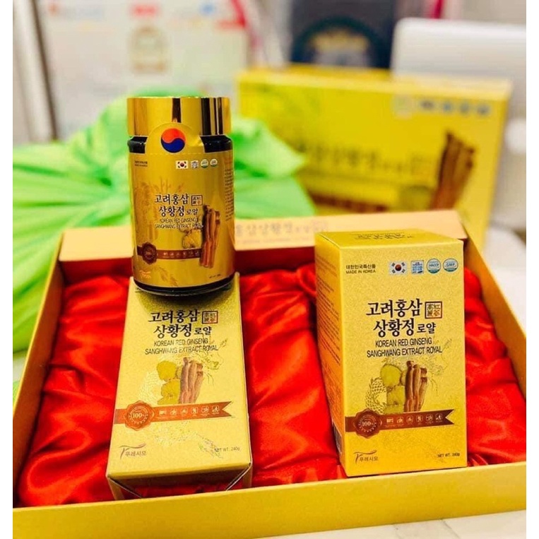 Cao Hồng Sâm Nấm Thượng Hoàng Sanghwang Hàn Quốc, Hộp 2 Lọ *240g