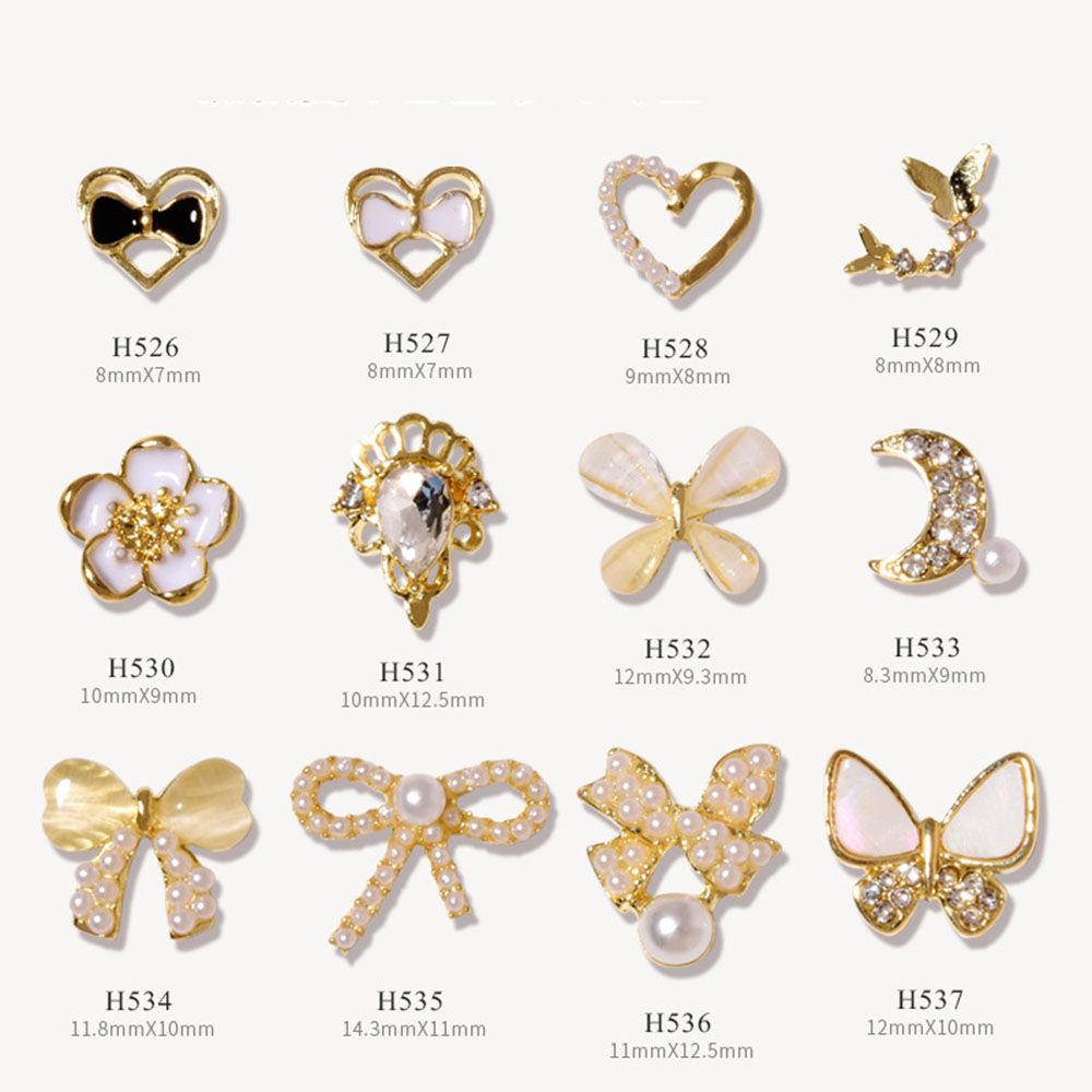 [Hàng mới về] Phụ kiện đính móng trang trí nghệ thuật đính ngọc trai giả hình hoa/bướm/mặt trăng/nơ diy