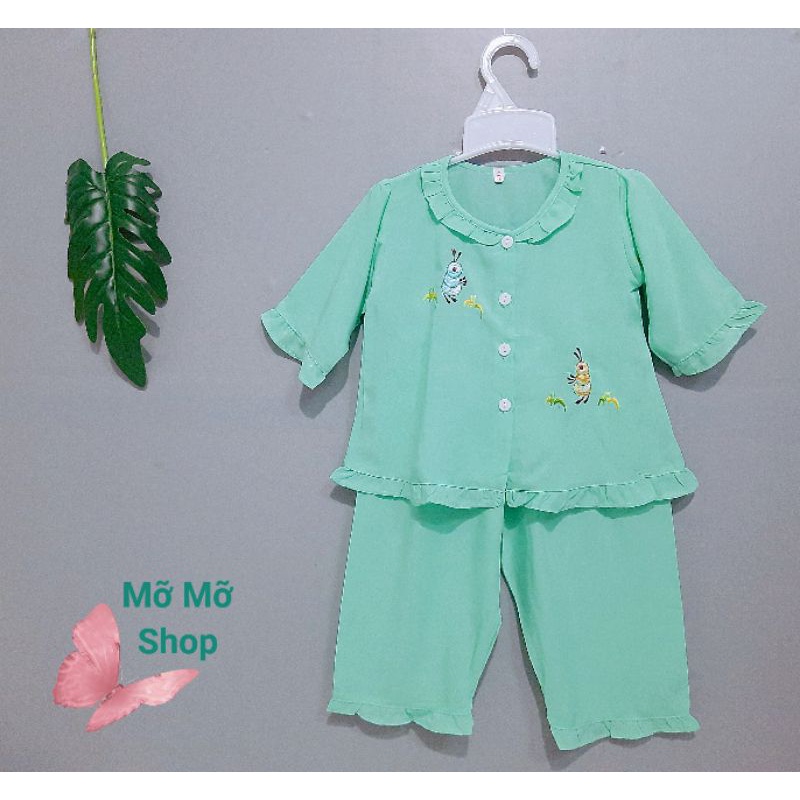 Bộ tole lanh thêu dài tay gài nút bé gái từ 6 - 19kg (được chọn màu)