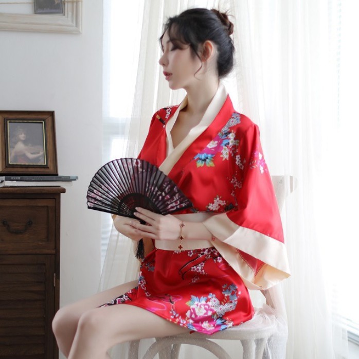 Bộ Đồ Ngủ Kimono In Hoa Quyến Rũ Cho Nữ