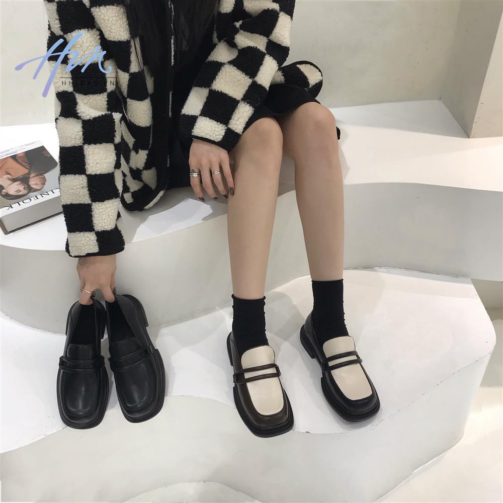 Lun Giày Lười Tăng Chiều Cao Bằng Da Mùa Hè 2021 Phong Cách Mới Cho Nữ