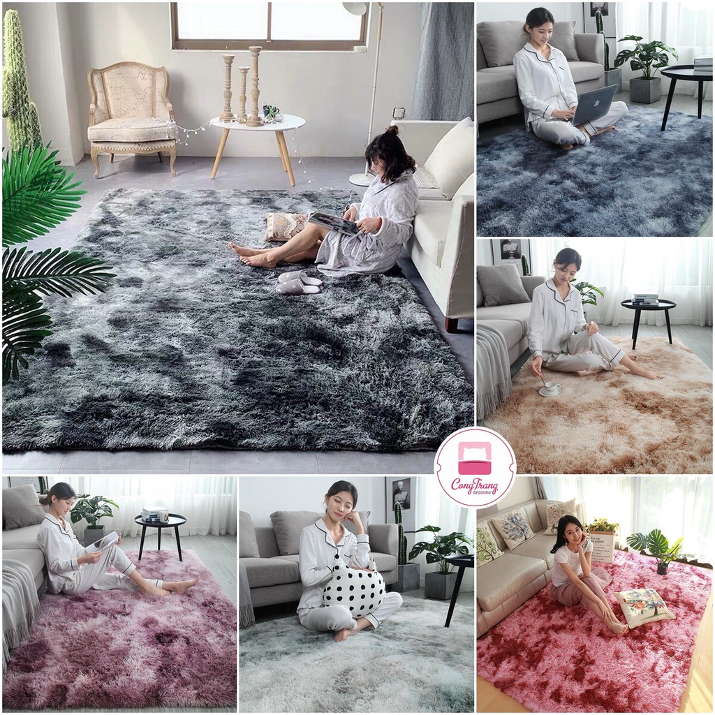 Thảm Lông Loang Trải Sàn BIG SIZE khổ lớn (1m8, 2m2, 3m) - lông dài trải sàn cao cấp (mặt sau chống trơn trượt)