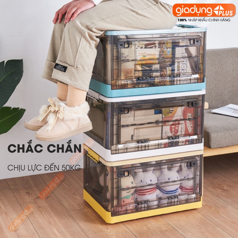 Hộp Đựng Đồ Lớn Bằng Nhựa Trong Suốt, Có Nắp & Bánh Xe Cao Cấp Giúp Đựng Đồ Chơi, Quần Áo, Để Sau Xe Ô tô