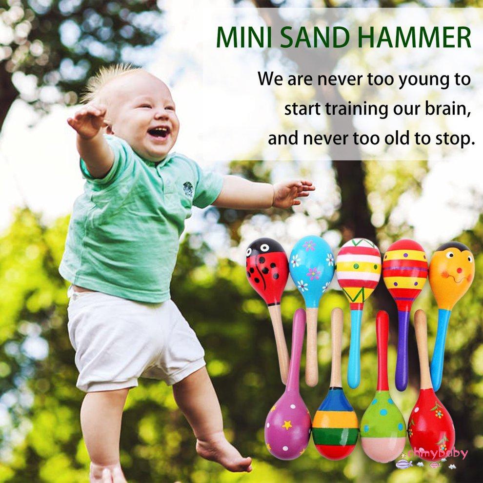 Đồ chơi trẻ em bằng gỗ Rattle dễ thương Búa cát nhỏ Maracas Đồ chơi nhạc cụ [8/11]