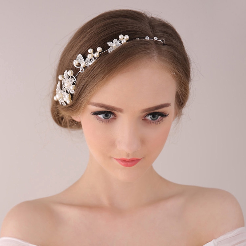 Cài tóc họa tiết hoa lá đính đá sang trọng dành cho nữ