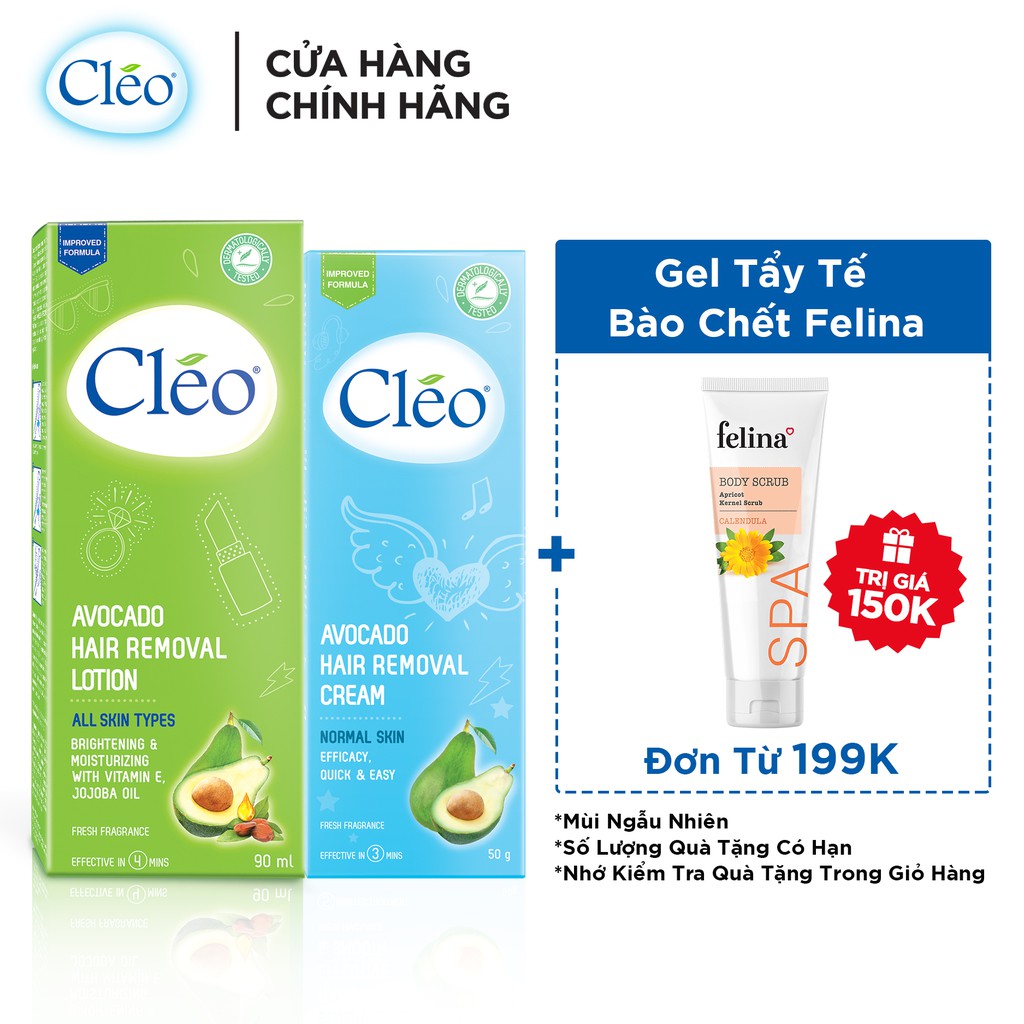 Bộ đôi Kem tẩy lông Cléo da thường 50g và Lotion Tẩy Lông Cléo 90ml