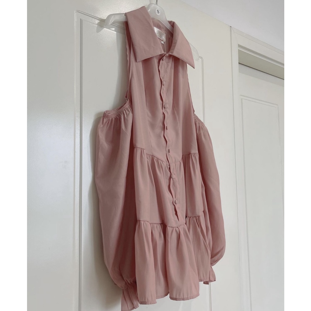 Đầm hở vai cổ polo sau lưng buộc dây cực xinh