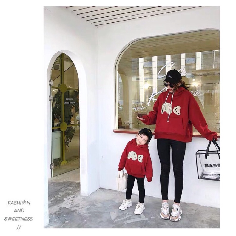 Áo Hoodie Mẹ & Bé nỉ gấu
