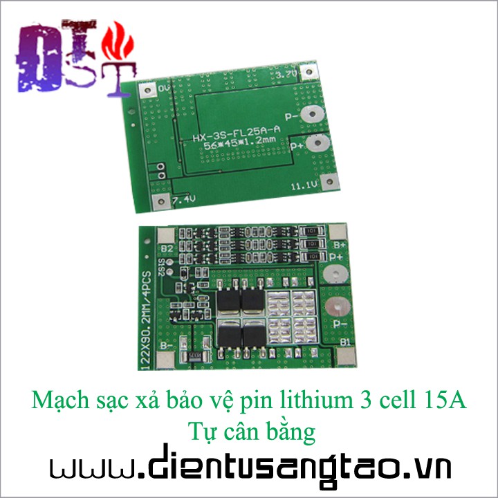 [RẺ NHẤT VIỆT NAM] Mạch sạc xả bảo vệ pin lithium 3 cell 15A Tự cân bằng