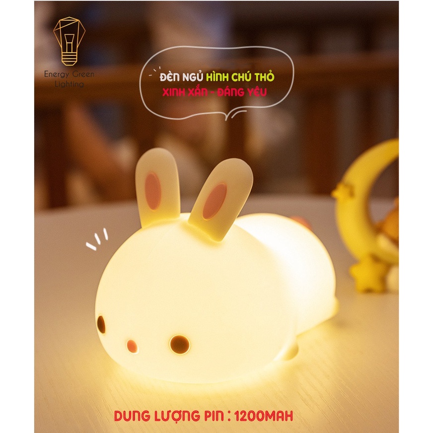 Đèn Ngủ Energy Green Lighting Hình Chú Thỏ Xinh Xắn Dễ Thương WH-A13 - Thay Đổi Màu Sắc Tùy Thích - Silicon Mềm Mại