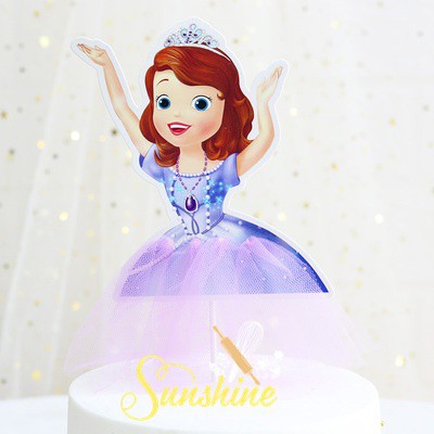 Elsa công chúa nàng tiên cá giấy váy lưới cắm bánh trang trí bánh kem sinh nhật