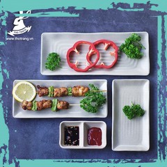 Dĩa Vuông Chữ Nhật Có Vân Màu Nâu Nhám Nhựa Melamine Đài Loan - Chính Hãng
