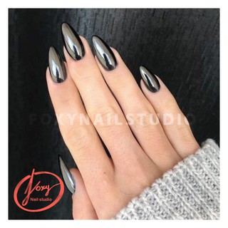 [ NAILBOX] Bộ móng giả màu bạc đen siêu ngầu - Dùng Được nhiều lần