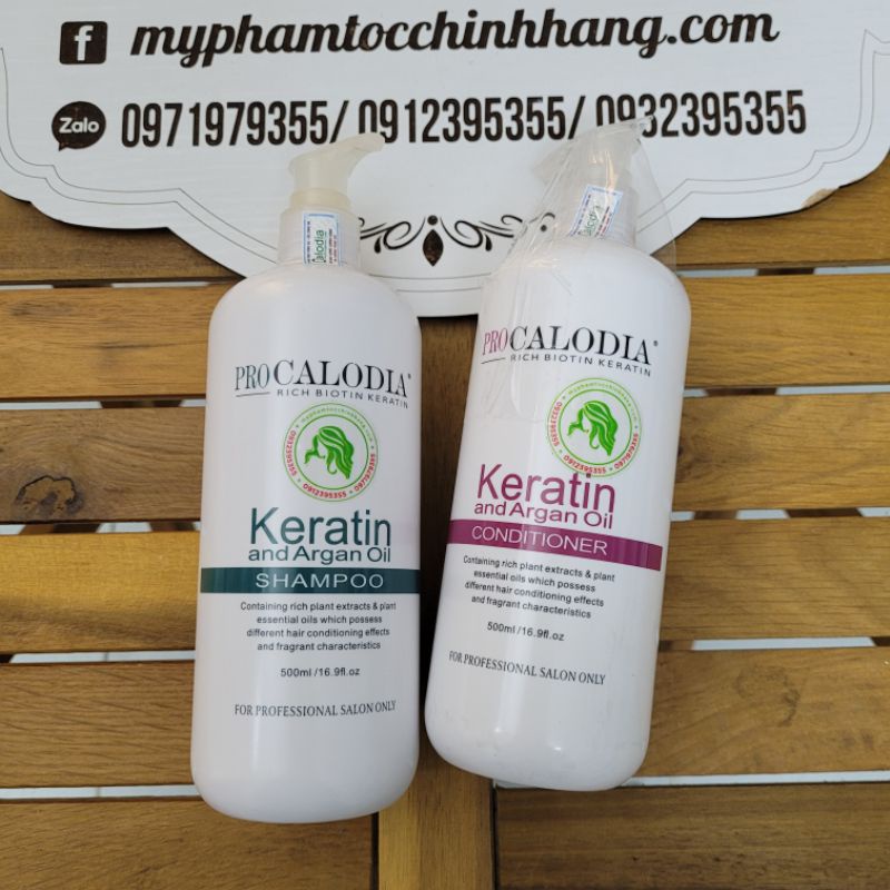 DẦU GỘI XẢ PHỤC HỒI PRO CALODIA KERATIN AND ARGANOIL 500ML