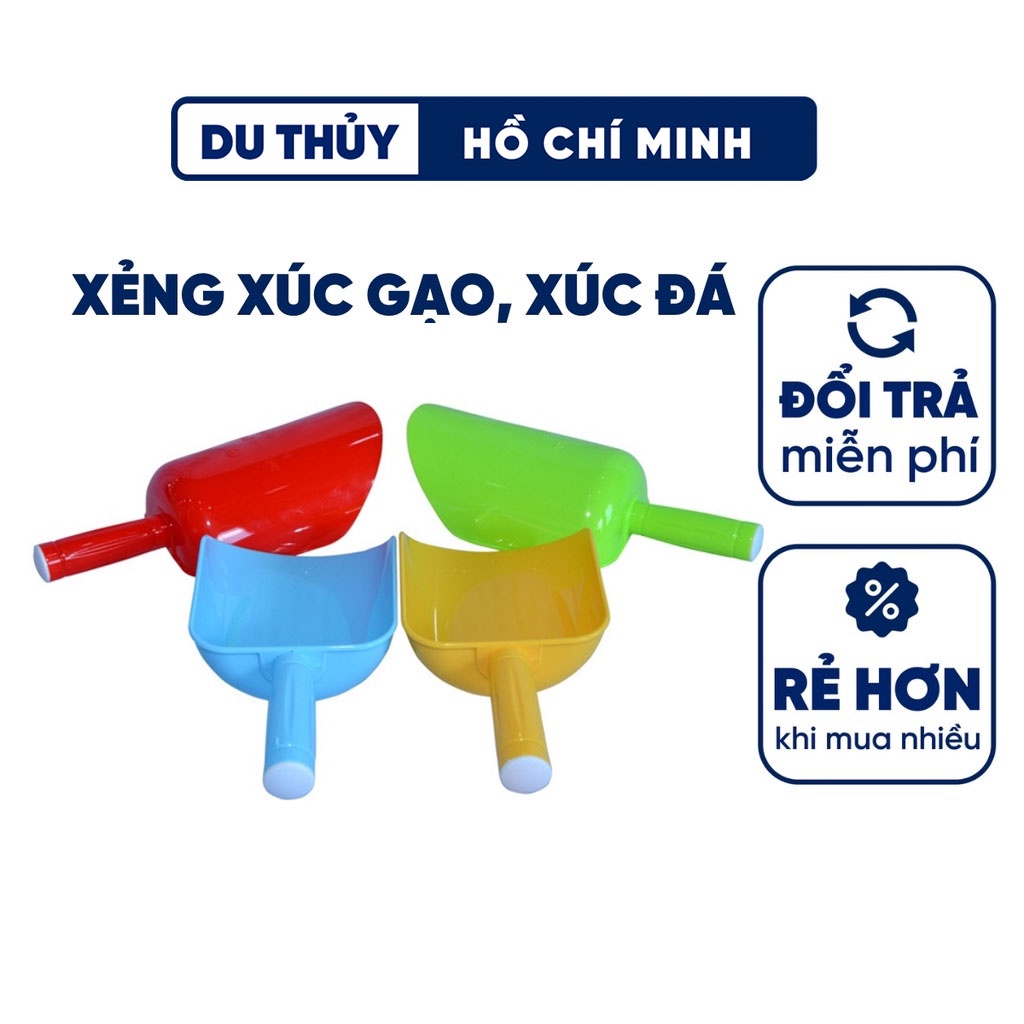 Đồ xúc đá xúc gạo bằng nhựa kích thước nhỏ, trung, lớn, đại có cán cầm chắc chắn và vệ sinh, thương hiệu Châu Hưng