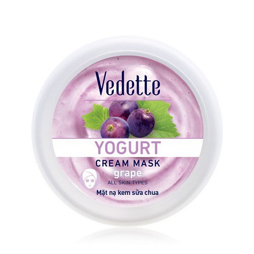 Mặt nạ kem sữa chua dưỡng ẩm mịn màng Nho Vedette Yogurt Cream Mask - Grape 120ml (dạng hũ)
