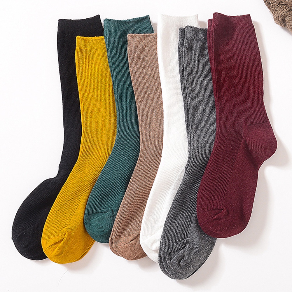 Vớ Cotton Cổ Cao Màu Trơn Thoáng Khí Dành Cho Nữ