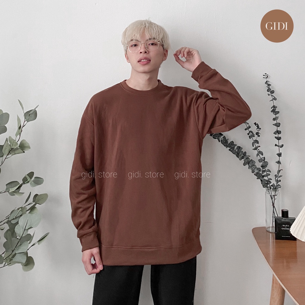 Áo Sweater Basic Thu Đông Nam Nữ Unisex - áo vải nỉ bông trơn tay dài dày dặn, mềm mịn kiểu OVERSIZE hot TREND form rộng