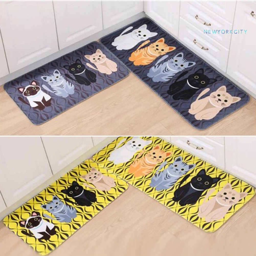 Thảm lót cửa chùi chân Chống Trượt In Họa Tiết Mèo Dễ Thương