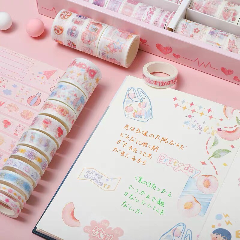 Set Băng Keo Washi Tape Băng Keo Dán Takenote Siêu Đẹp Tách Lẻ 10 Cuộn Hình Dán TIMO WS11TL