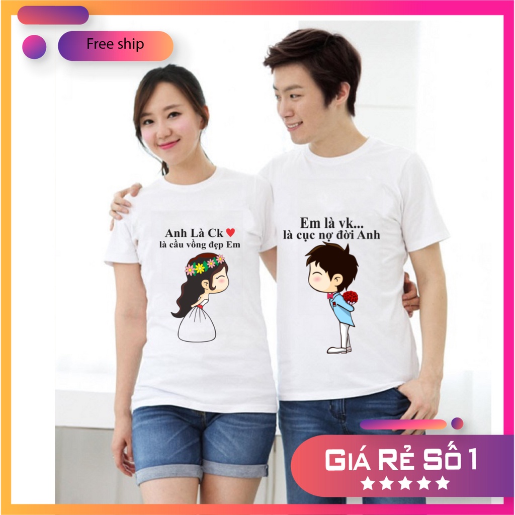 Áo Thun Nam Nữ -Áo Đôi In 3D dễ thương From rộng 2 áo