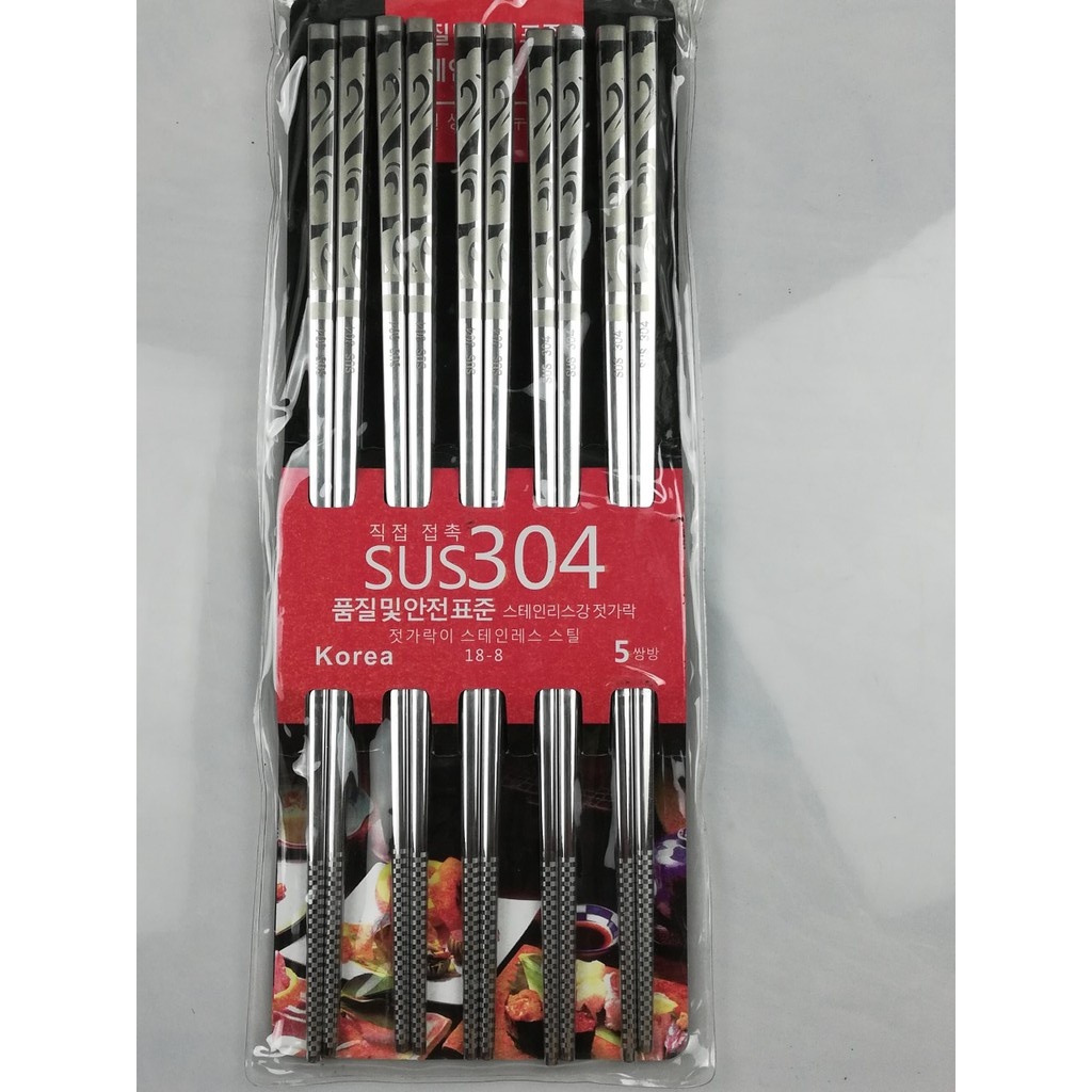 Đũa inox 304  ăn cơm cao cấp Hàn Quốc chống trượt bộ 5 đôi 10 đôi