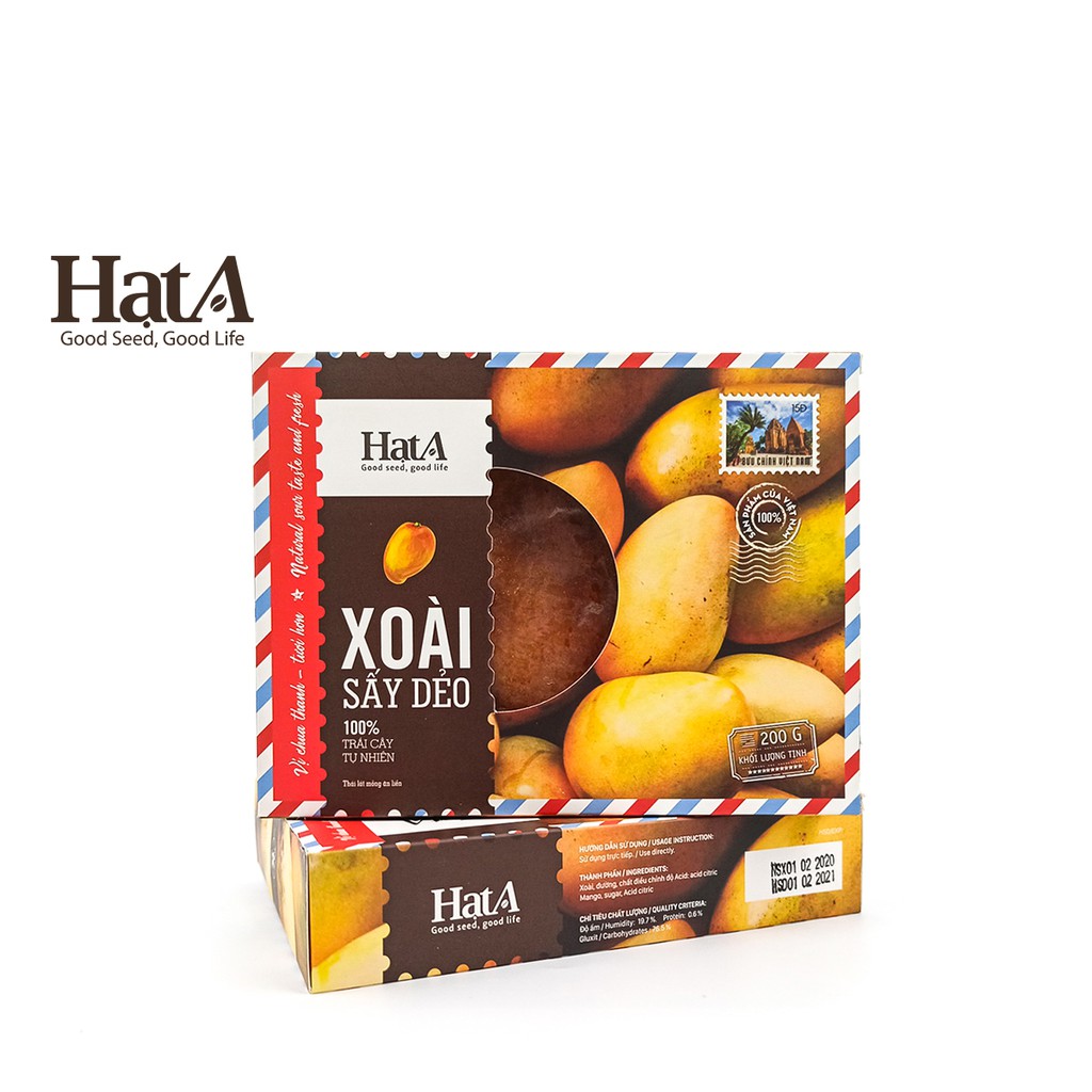 Xoài miếng sấy dẻo Hạt A Cafe 100% vị chua ngọt thơm ngon tự nhiên 200gr