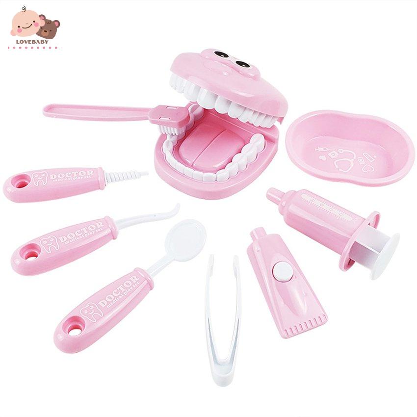 [HOT]9 Pcs Dentist Toy Pretend Dentist Check Tooth Model Kid Educational Doctor Toy