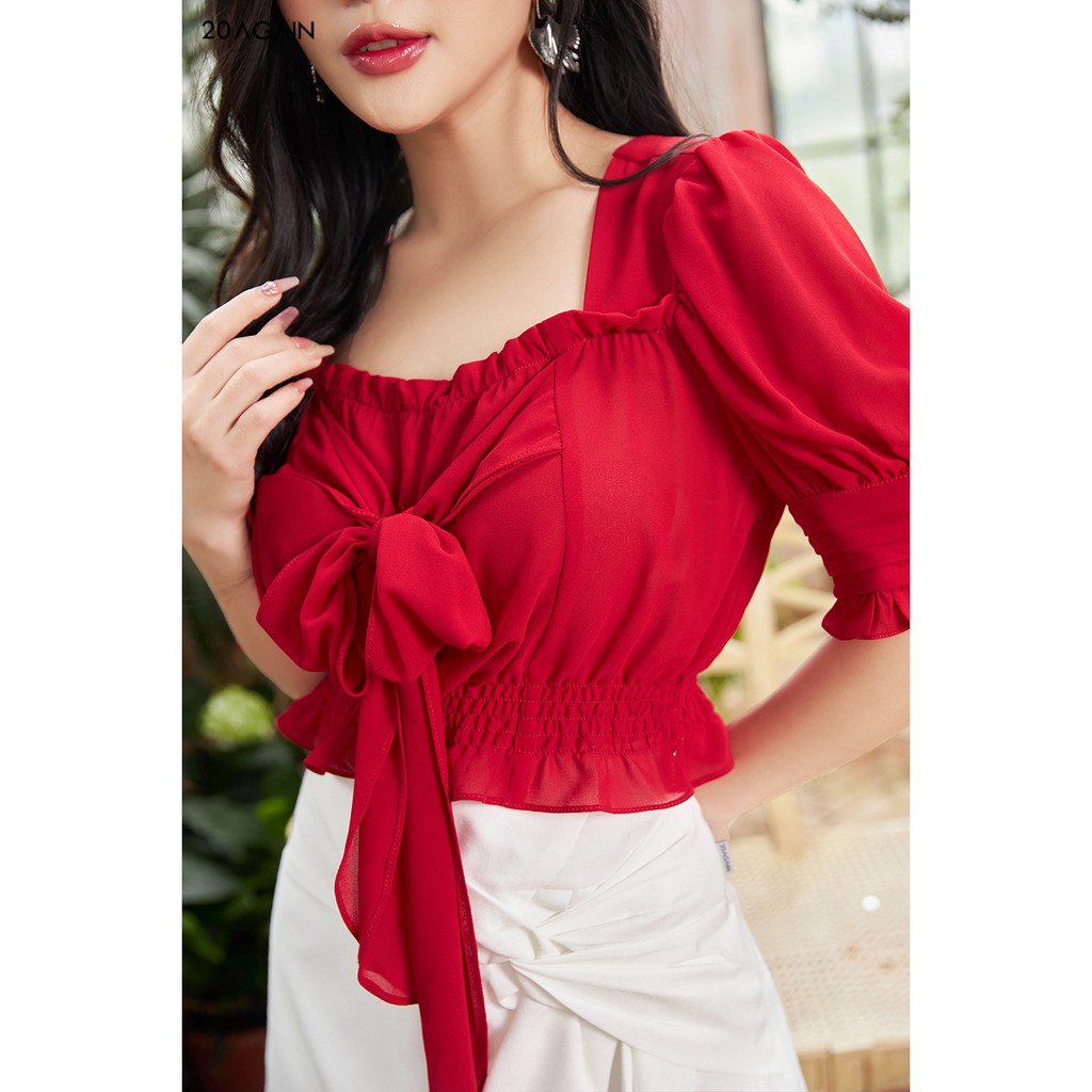 Áo sơ mi buộc nơ ngực 20AGAIN thiết kế năng động, trẻ trung, cá tính ASA1300