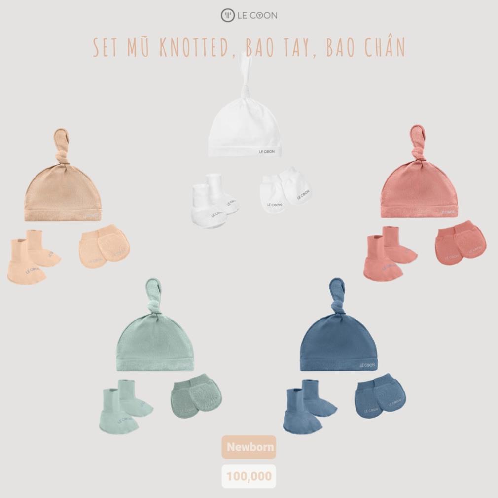 Le coon LC0723 Set mũ knotted, bao tay bao chân cho bé sơ sinh SS2022