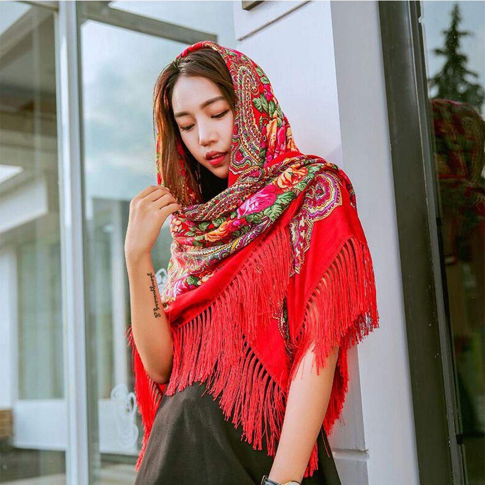 Quillan tua khăn quàng cổ bông in cổ điển pashmina phong cách nga gói cỡ lớn