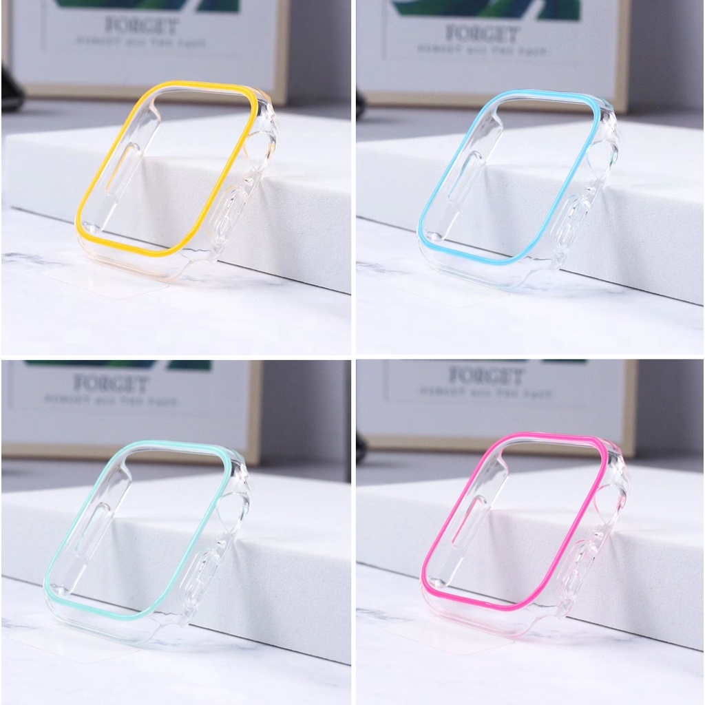 Ốp Bảo Vệ Bằng PC Trong Suốt Màu Dạ Quang Cho Apple watch 41mm 45mm 40mm 44mm 38mm 42mm