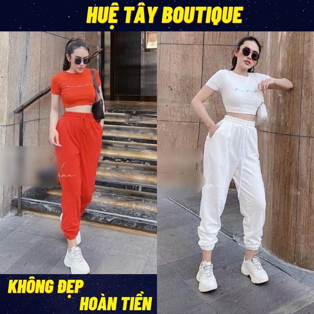 [Queen cao cấp] Set cotton nữ, set thể thao nữ co dãn 4 chiều chữ ký 3 màu đủ size SKUS-05