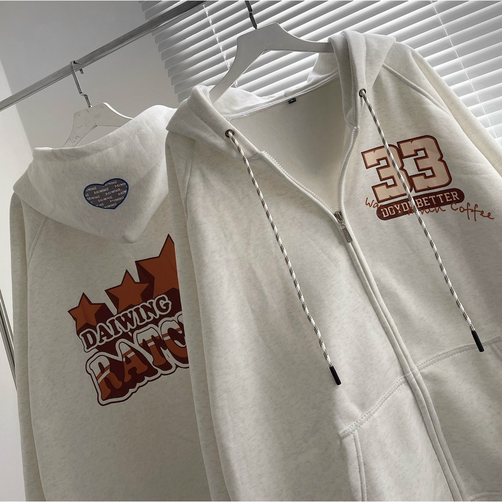 Áo Hoodie zip 33 xám trắng ảnh thật tự chụp 100%