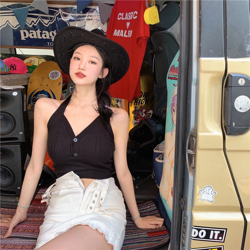 Áo croptop nữ 2 dây buộc cổ kiểu ôm tay ngắn cổ vuông nhún ngực bigsize thun body k5T4