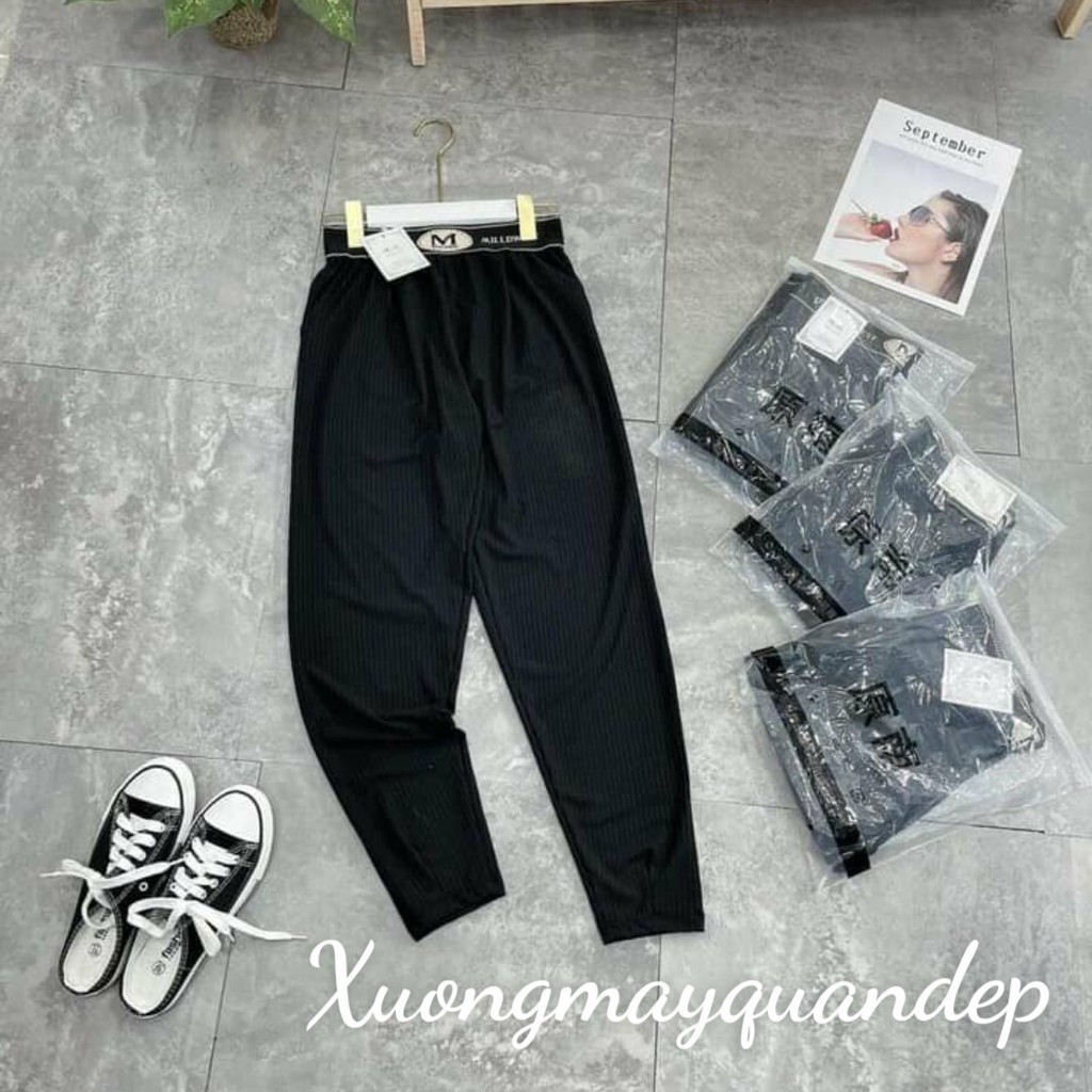 Quần Baggy Boom Thun Tăm Lạnh Đai chữ cạp cao sang choảnh (Size 45-65kg) | BigBuy360 - bigbuy360.vn