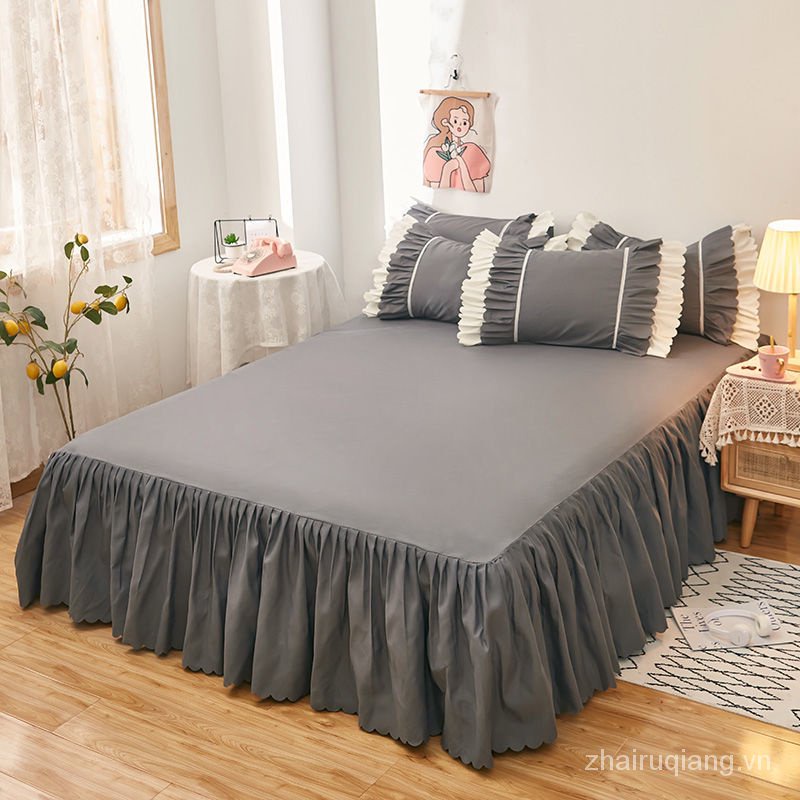 Spot Váy Phủ Quanh Cạnh Giường Màu Trơn Chống Trượt Phong Cách Hàn Quốc Mới R0T9 | BigBuy360 - bigbuy360.vn