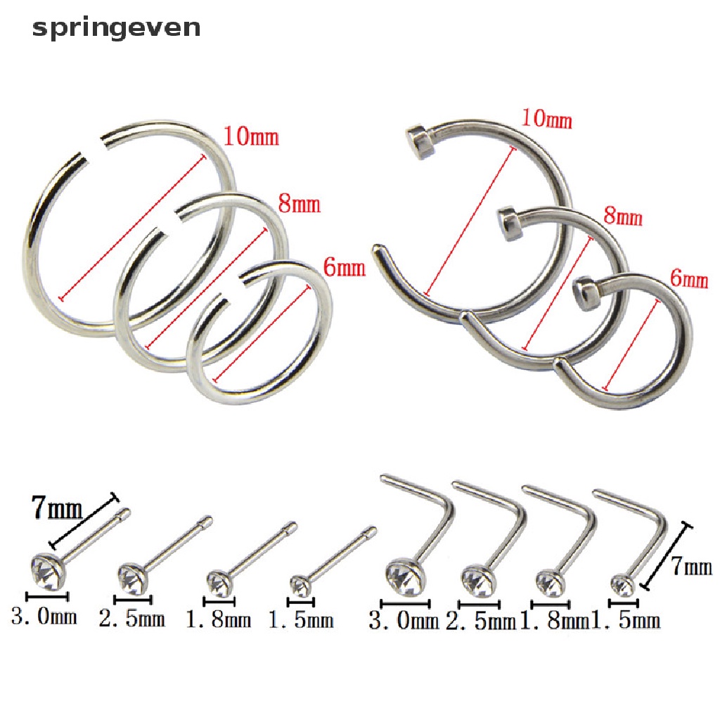 Set 14 Khuyên Mũi Bằng Thép Không Gỉ Cá Tính
