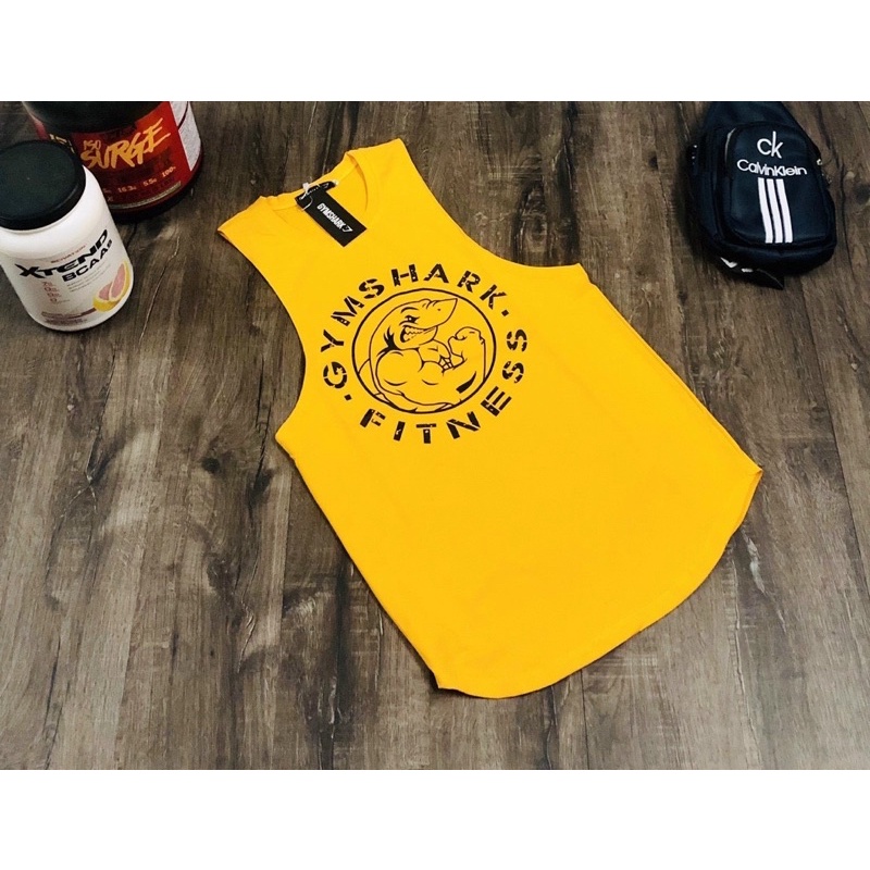 ÁO TANKTOP NÁCH RỘNG GYMSHARK LOGO TRÒN CHẤT THUN COTON THẤM HÚT MỒ HÔI CÓ GIẢN TỐT
