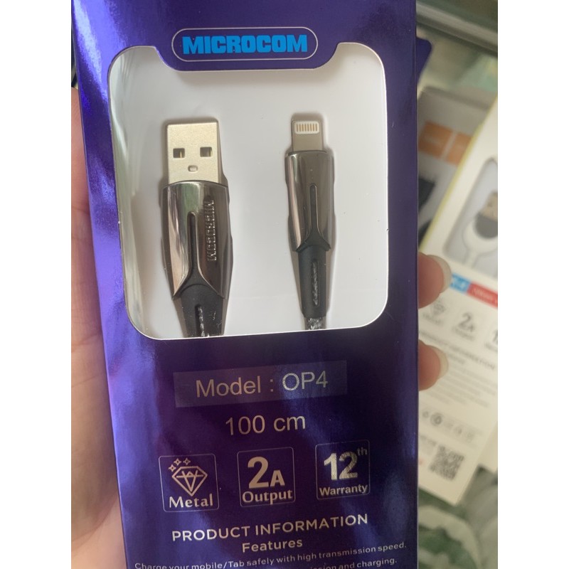 (cáp iphone báo đèn) Dây sạc Iphone cao cấp Op4 Microcom