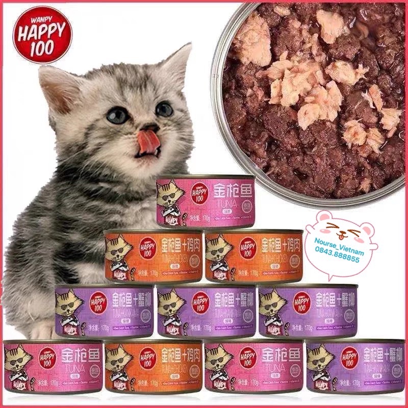 Thức ăn cho mèo Wanpy Happy 100 Pate cho mèo tăng cường ăn uống NourseVietnam WP10