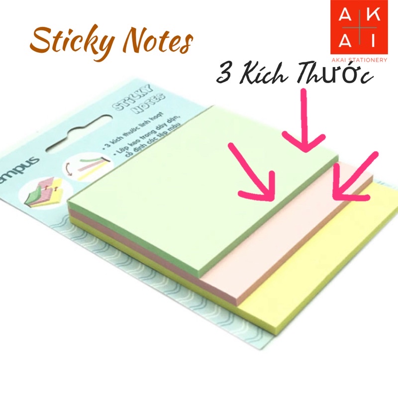 Giấy Ghi Nhớ Campus, ghi chú SN-3L-90 3 kích thước giấy linh hoạt , Sticky Note Campus