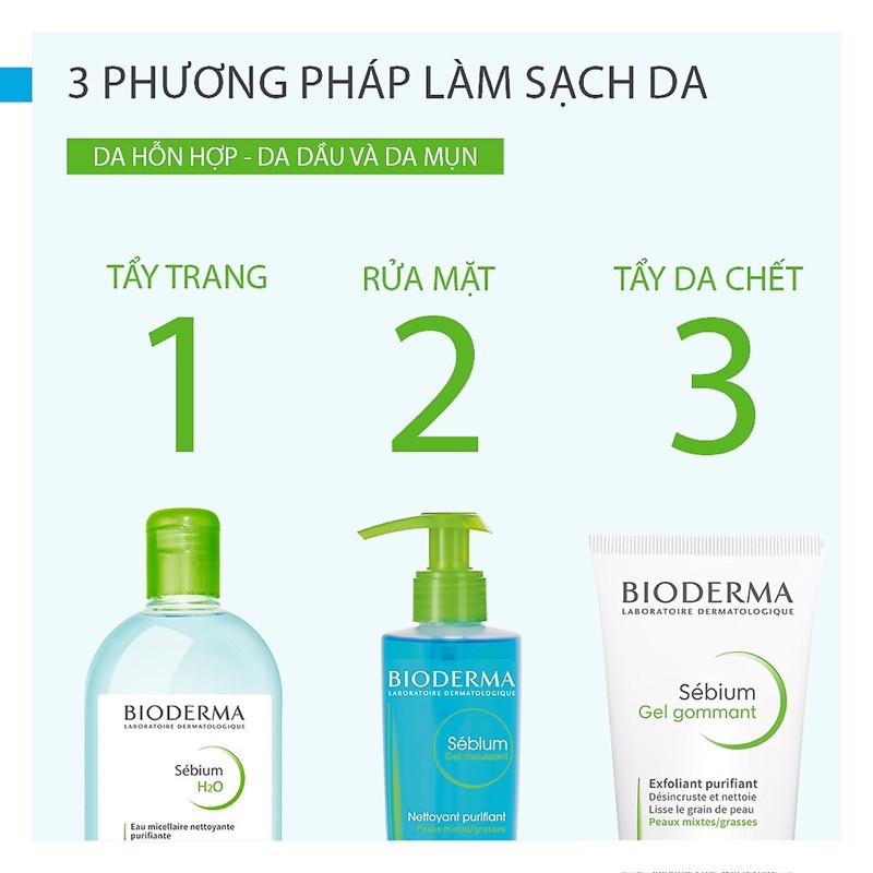 Bioderma Gel Rửa Mặt Tạo Bọt Da Dầu Nhạy Cảm Sebium Gel Moussant 100ml