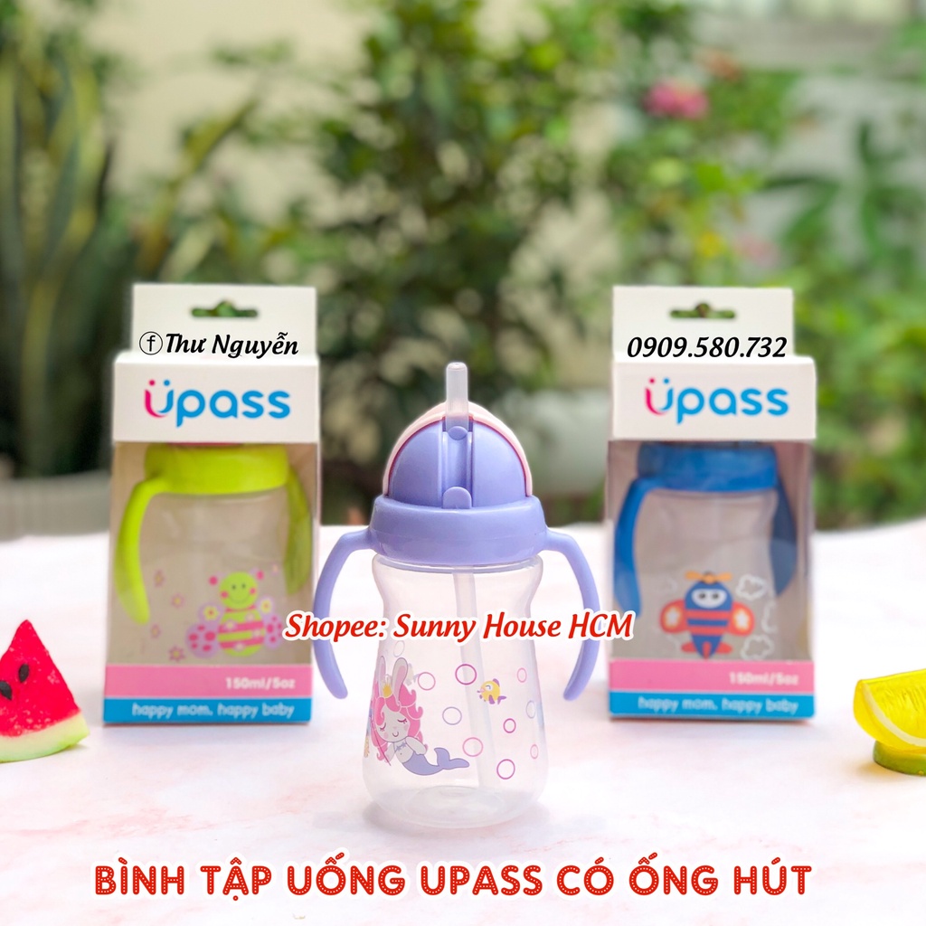 Bình tập uống nắp bật cho bé Upass có tay cầm 150ml