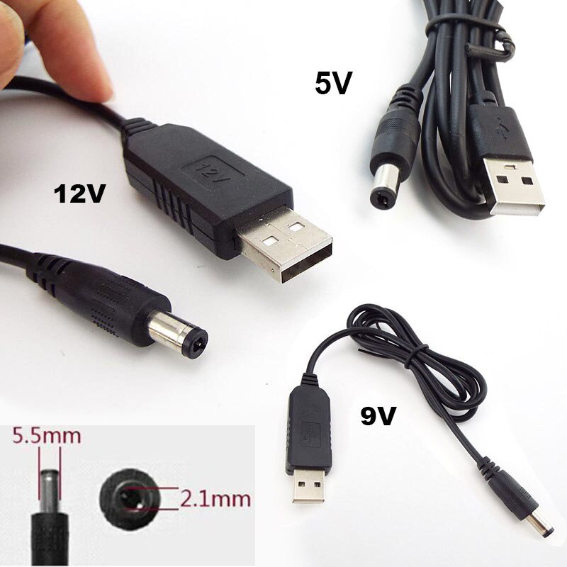 Cáp ChuyểN ĐổI Tăng ĐiệN USB Sang DC 2.1x5.5mm, DC 5V Sang DC 9V 12V