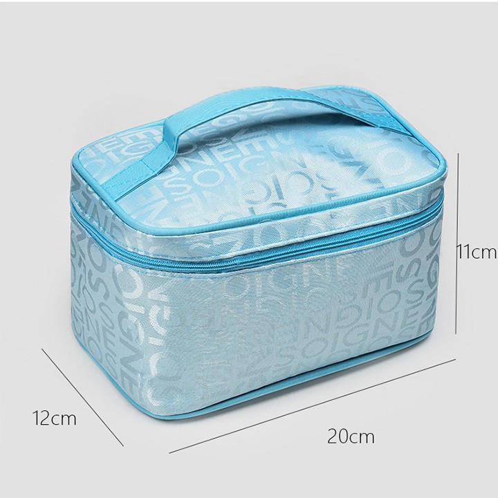 Túi đựng mỹ phẩm du lịch ngăn to để đồ trang điểm makeup SOIGNE vải Oxford