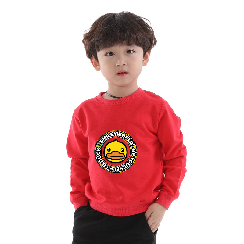 Áo Sweater Cotton Tay Dài In Hoạt Hình Vịt Vàng Dễ Thương Cho Bé Với 10 Màu Lựa Chọn