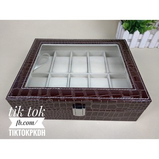 Hộp đựng đồng hồ 10 ngăn vân da cá sấu
